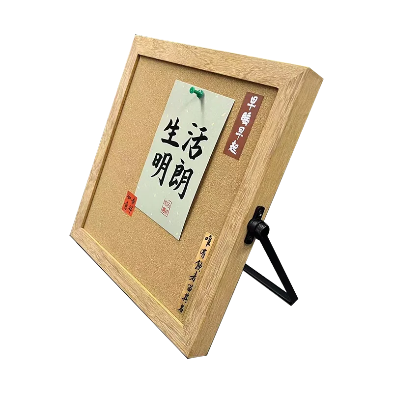 Desktop Bulletin board cork teak frame double-sided white board 075-1