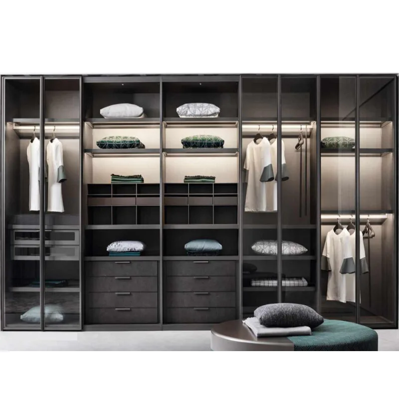 Manufacturing modern furniture laminated finish cupboard walk in closet wardrobes