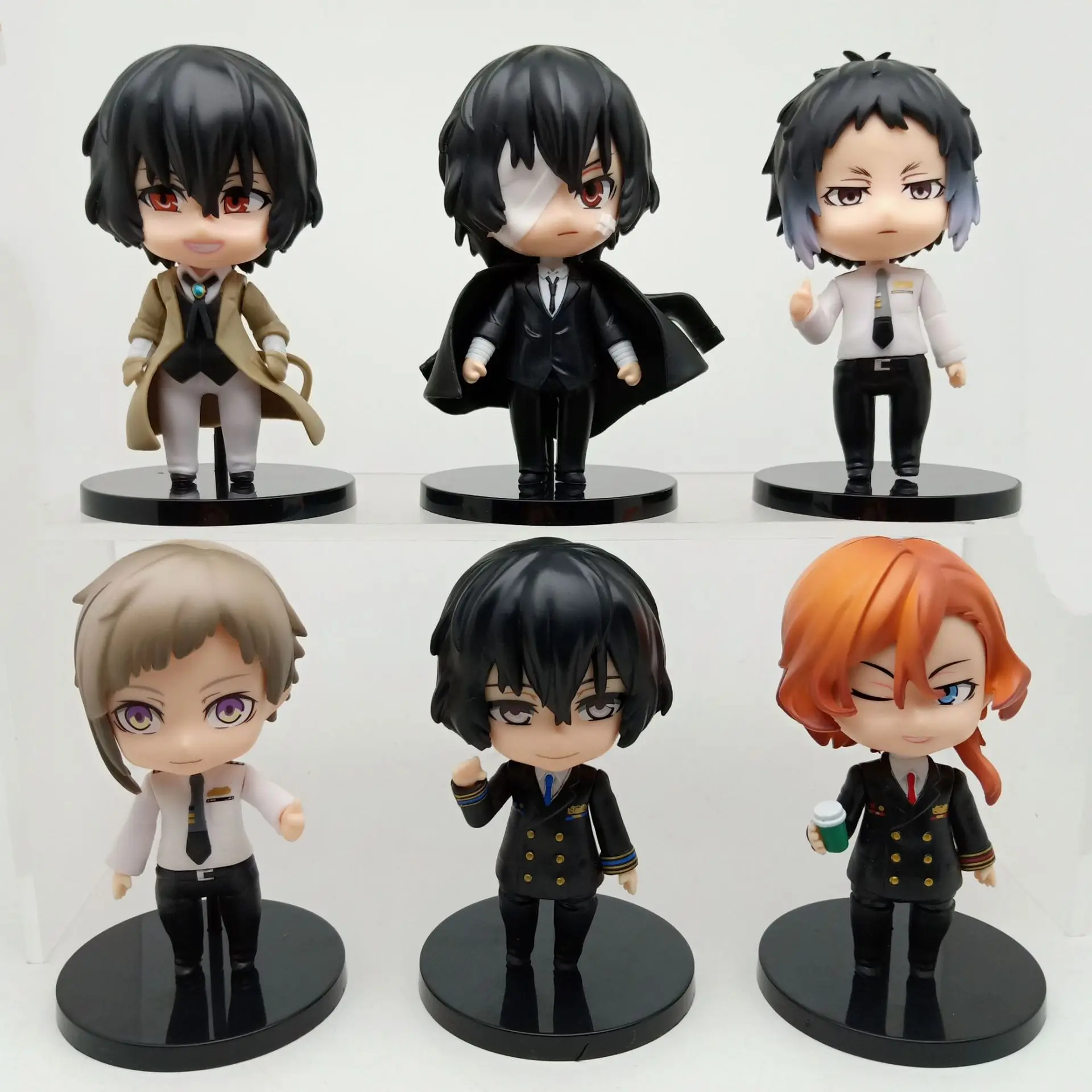 6 pieces/sets of Hero Academia figure X Wenhao wild dog Nakajima Atsushi Dazai pilot captain dress up figure toys