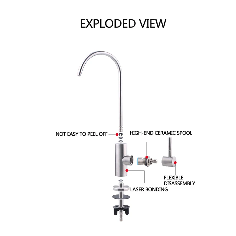 Ceramic Valve Core Water Purifier Filter Tap Reverse Osmosis Drinking Faucet SUS304 Kitchen Faucet