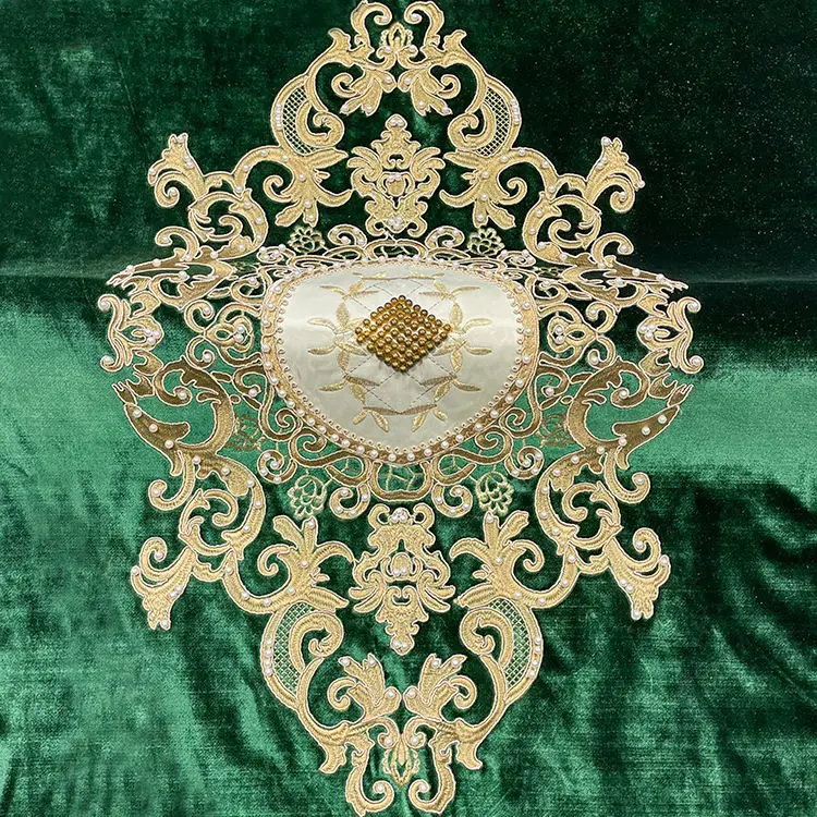 Factory Hot Sale Flower Upholstery Fabric Luxurious Moroccan Style Bead Embroidery Velvet Fabric for Sofa