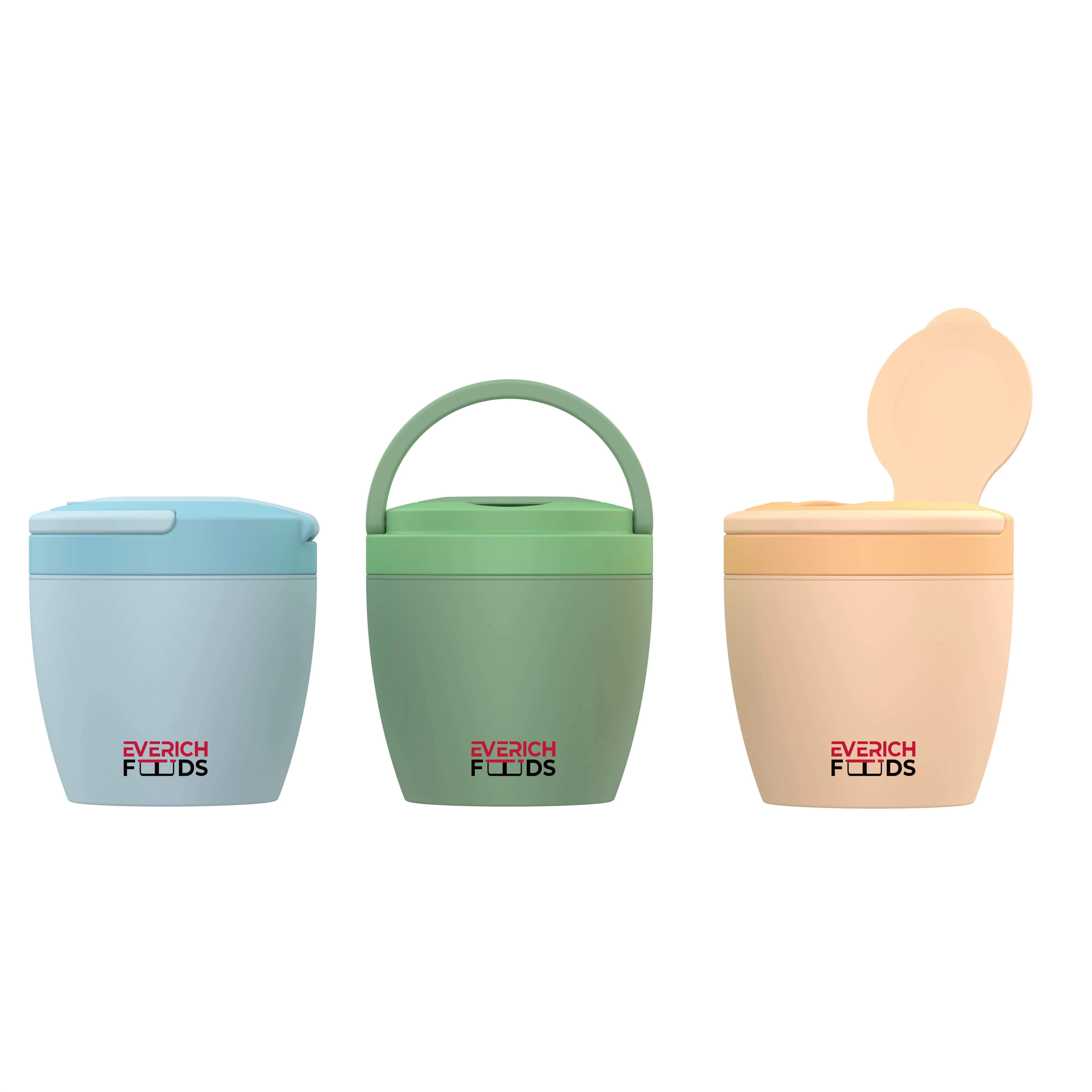 Leakproof 500ML Food Container with Foldable Spork Carry Handle Storage Lunch Box Double wall PP Food Jar Food Container Bowl