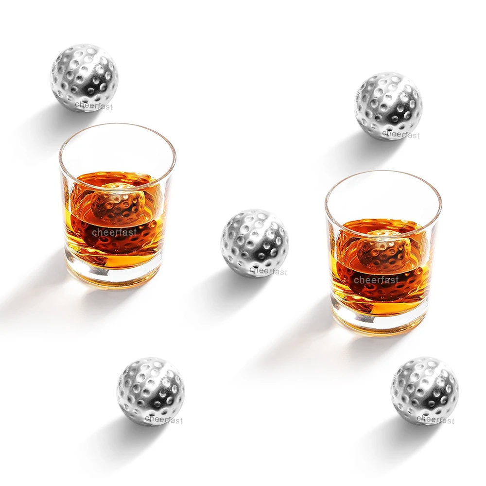 Newest Design Reusable Ice Cubes Cooling Stone Whiskey Large Golf Ball Chillers Stainless Steel 304 Food Grade Metal Ice Ball