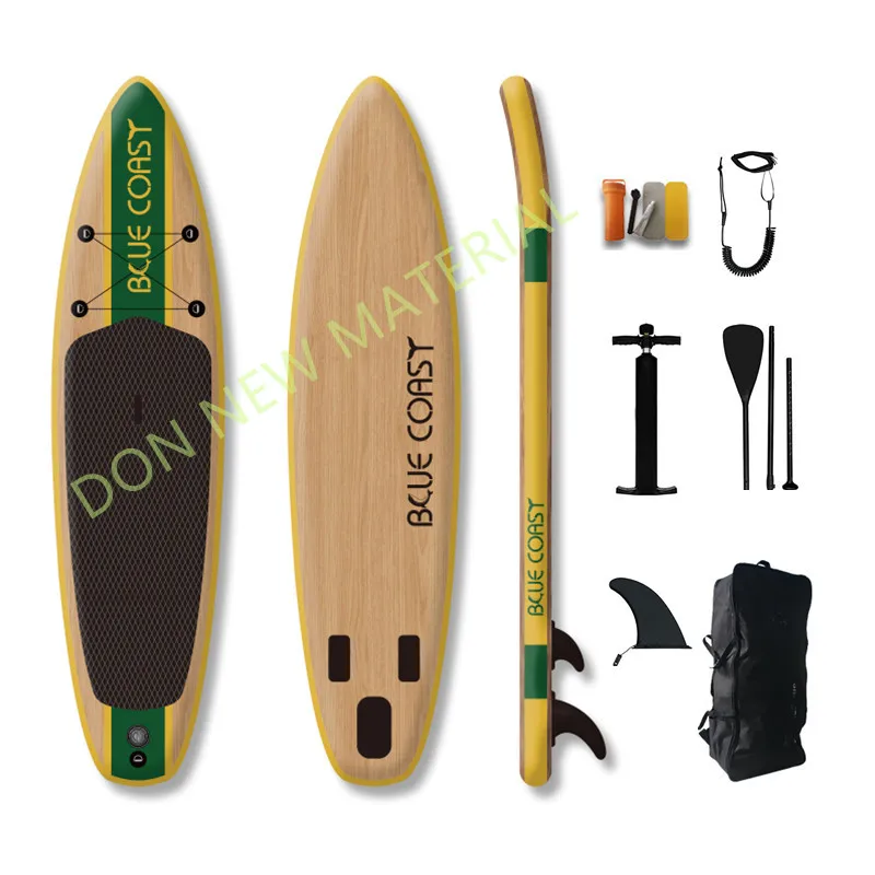 Надувные доски для SUP-серфинга с текстурой древесины от производителя, доска для весла ISUP для всех уровней, 2021