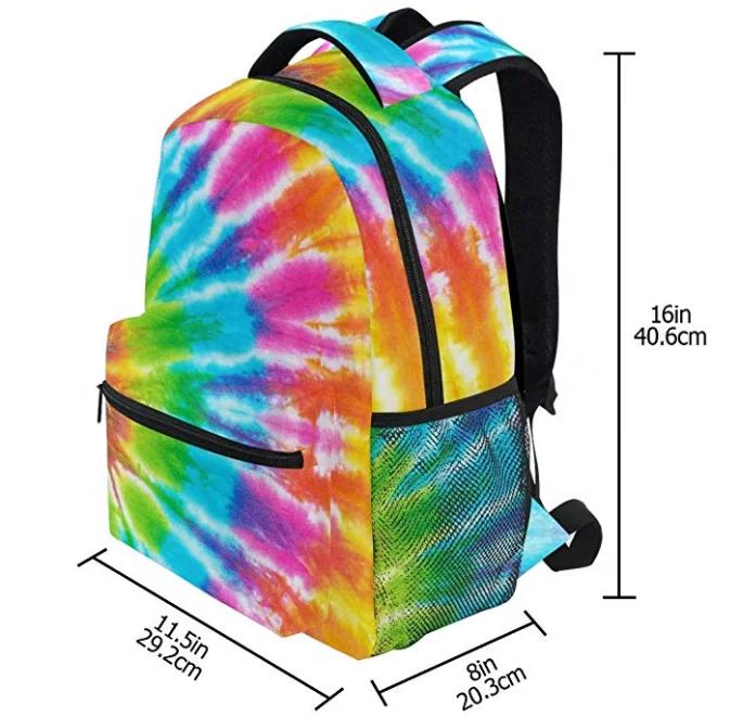 Backpacks Tie Dye Rainbow Spiral Pattern College School Book Bag Travel Hiking Camping Daypack