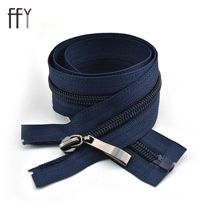 Высококачественная длинная нейлоновая цепочка 5 # на молнии для одежды с цветным логотипом на заказ