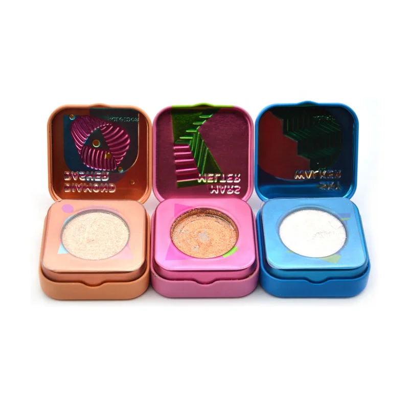 OEM Tinplate Eyeshadow Tin Box Highlighter Tin Box Small Cosmetic Tin Box With Hinge Square Metal Cosmetic Containers