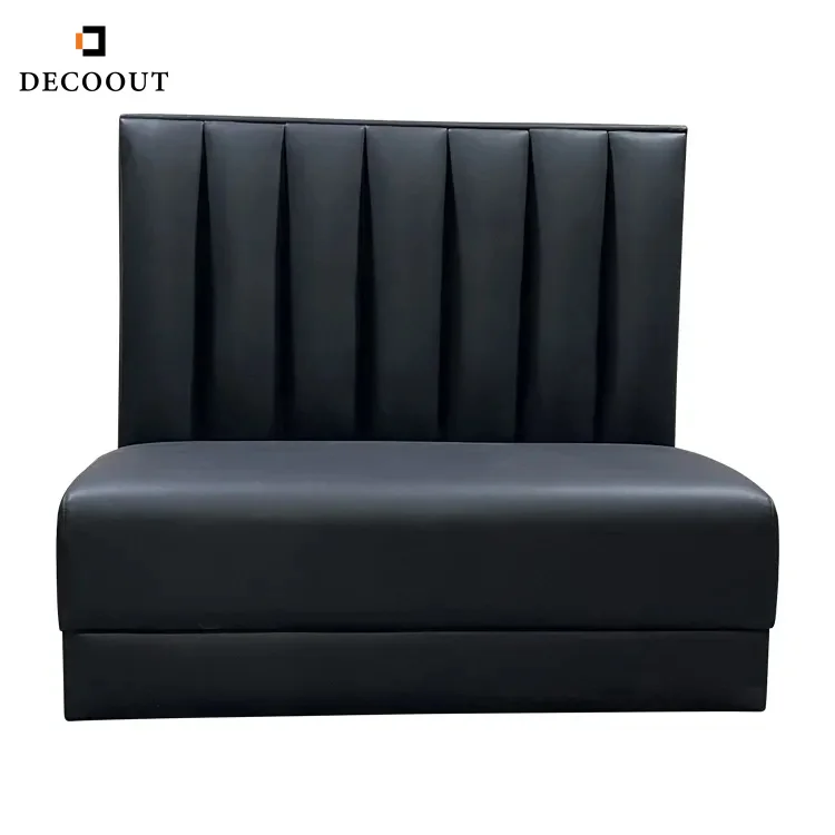 Decoout Restaurant PU Leather Upholstered Booth Seating Black Channel Booth for Restaurant Cafe