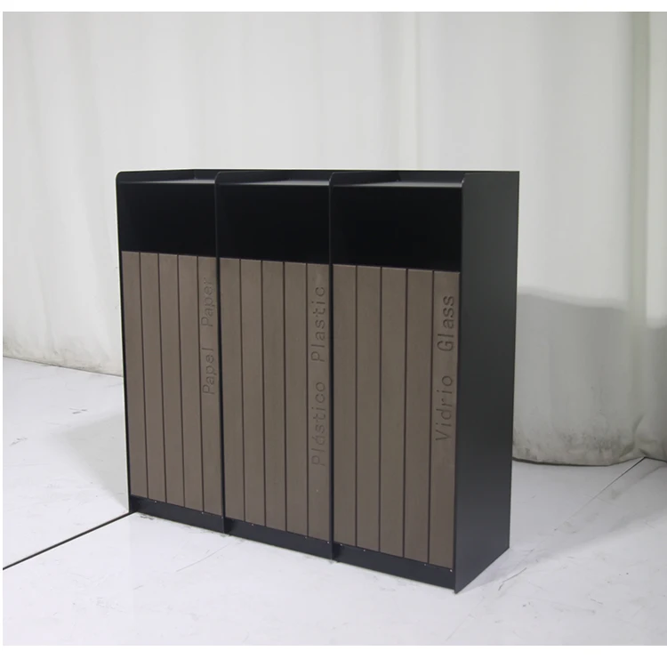 outdoor wpc wood classification garbage trash can outside garden street recycle waste bin public commercial separate dustbin