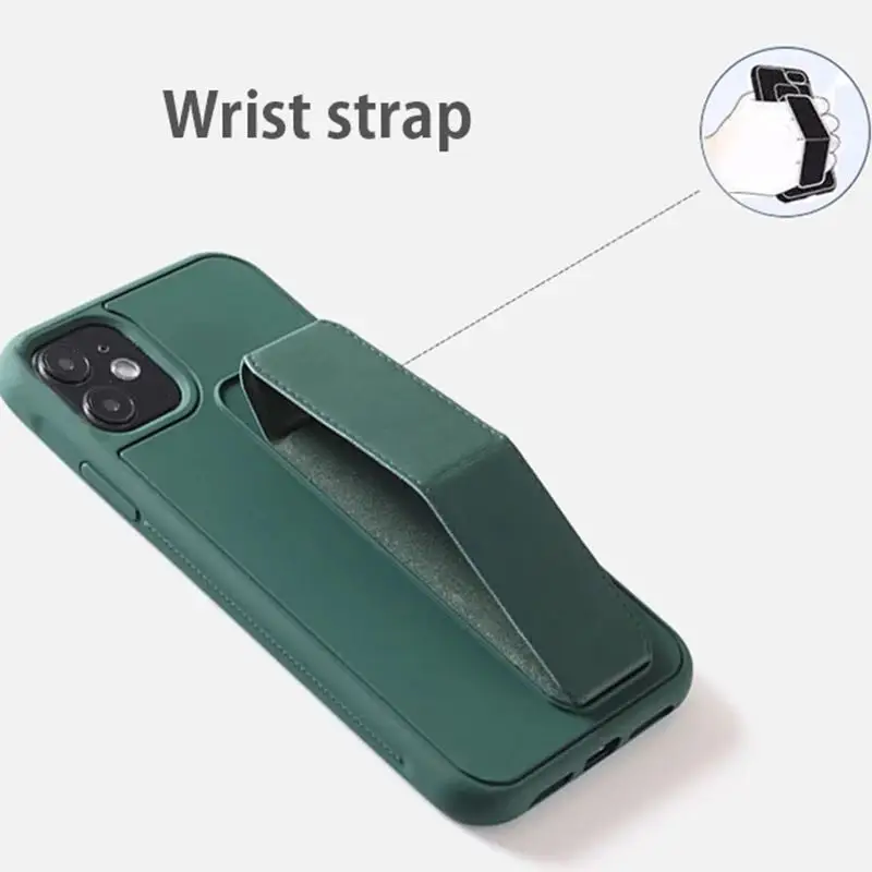 PU leather candy color magnetic Phone Case For Iphone 13 12 11 Pro Max  hand wrist strap stand holder back cover  phone case