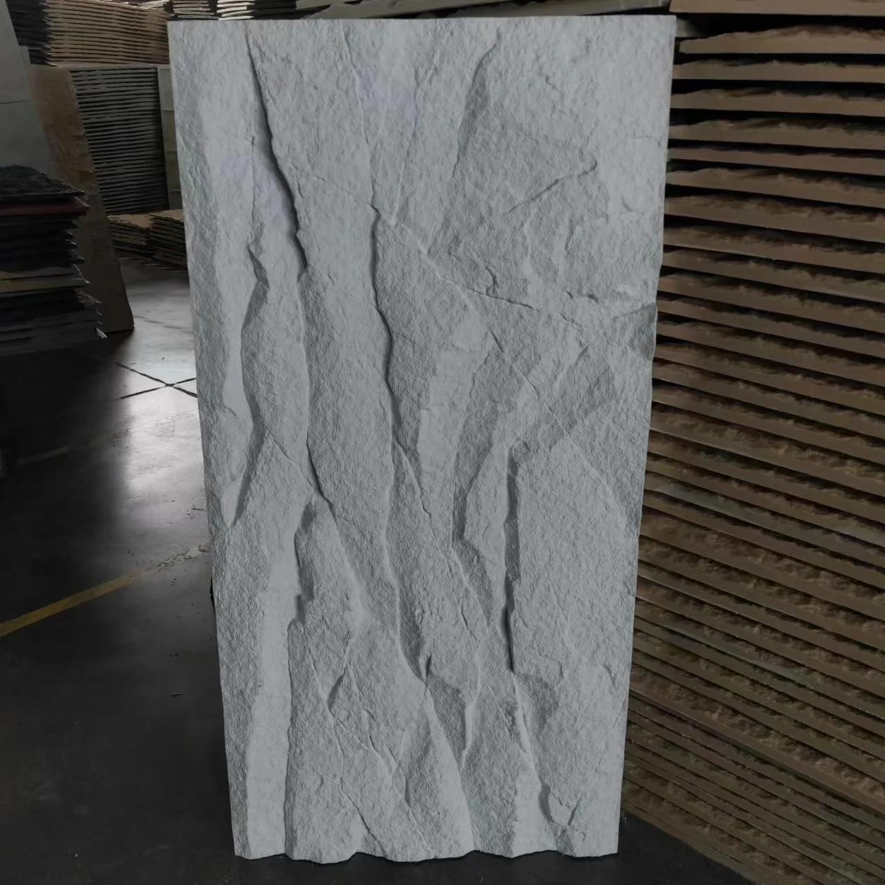 High Quality 3D Cement Look Interior Wall Decorative PU Stone White Wall Panel For House Wall