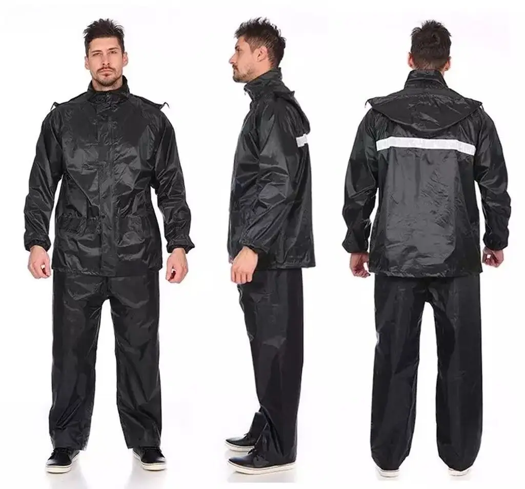 High Quality PVC Coating Polyester Rainsuits Waterproof Rain Coat Safety Reflective Jackets Motorcycle Raincoat