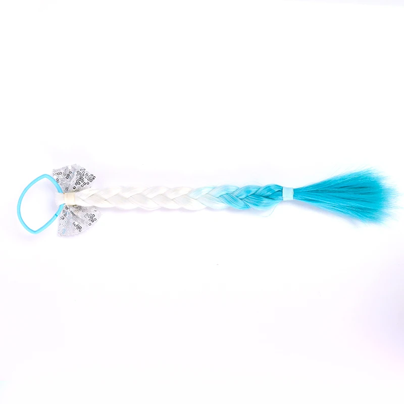 2022 Fro zen Princess Hair Accessories Sequin Glitter Bow Hair Rope Girl Braided Pigtail Wig Hair Tie