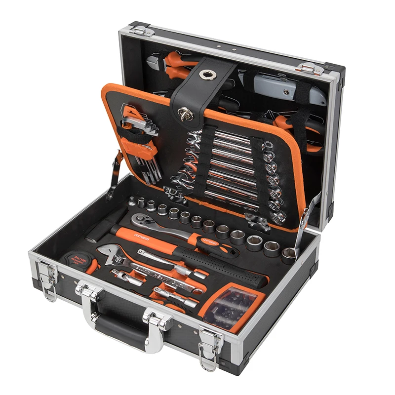 KAFUWELL 19049613 182 Pieces Chrome Vanadium,Home Garage Repair Hand Tool Set In Aluminum Tool Case Kit