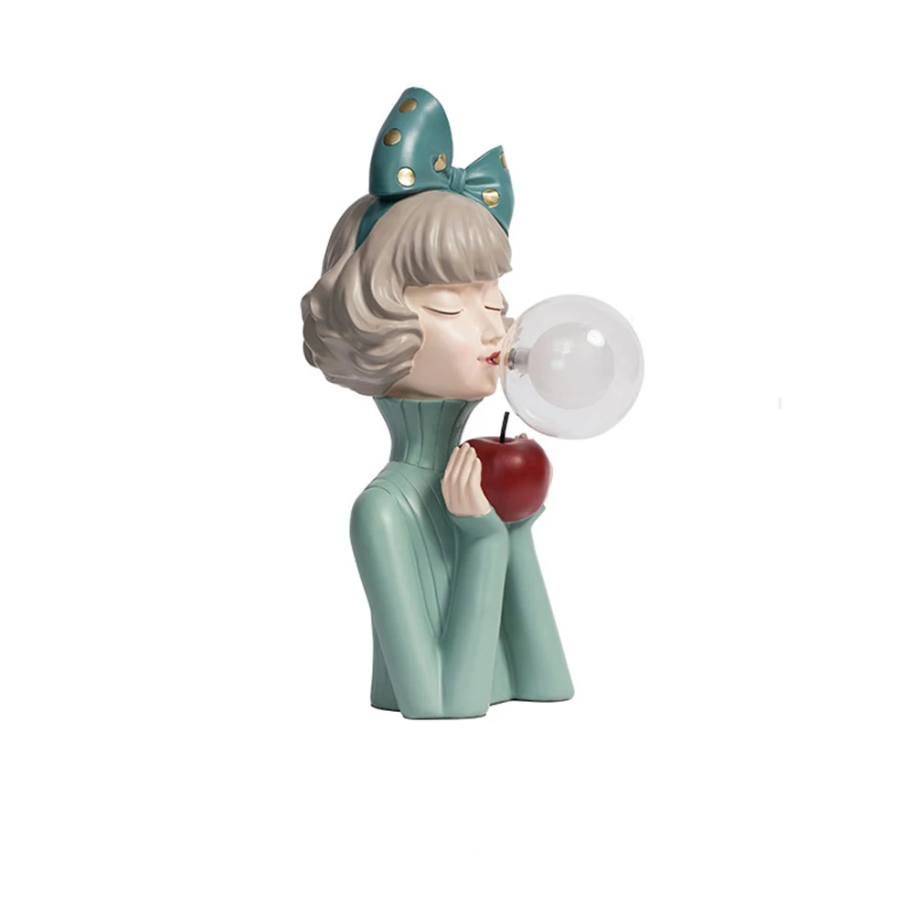 Nordic Luxury Resin Table Lamp Human Statue Sculpture Decor Hat Girl Figurine Art for Home Decoration