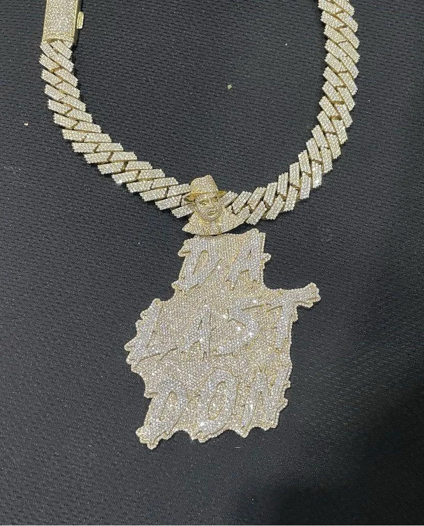 Custom 3D Charm Name Necklace Gold VVS Diamond Jewelry Moissanite Diamond Chain Personalised Letter Pendant For Men