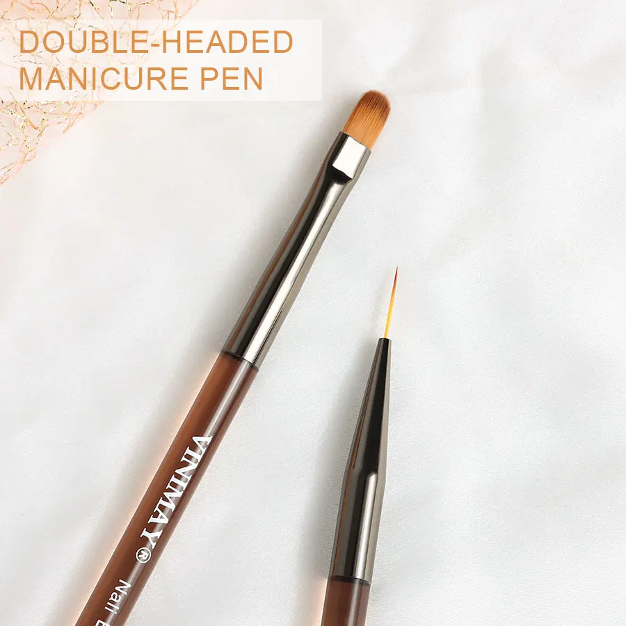 Vinimay High Quality Private Label Nail Salon Nail Double Head Construction Pen Nail Art Acrylic Brush Crystal Pen Drawing Pen