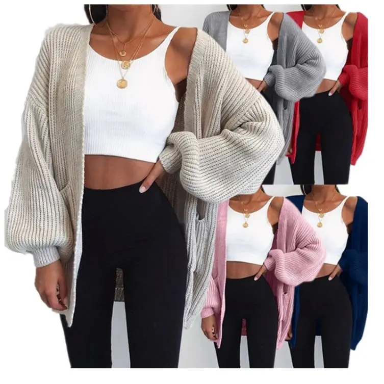 Plus Size Casual Multi Color Fall and Winter Long Sleeve Coats Oversize Women Cardigan Knit Sweater