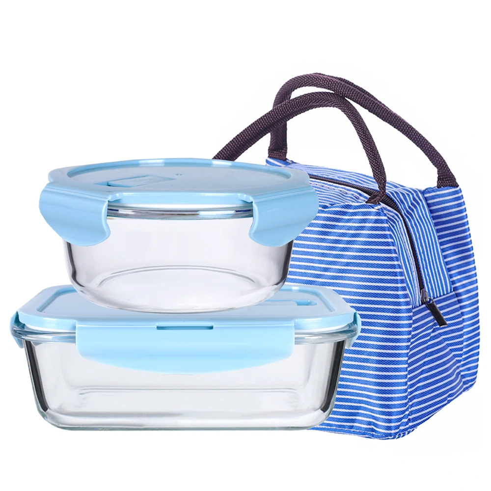 Food Storage Glass Food Containers Set Packaging Portable for Lunch Box with Lunch Bag
