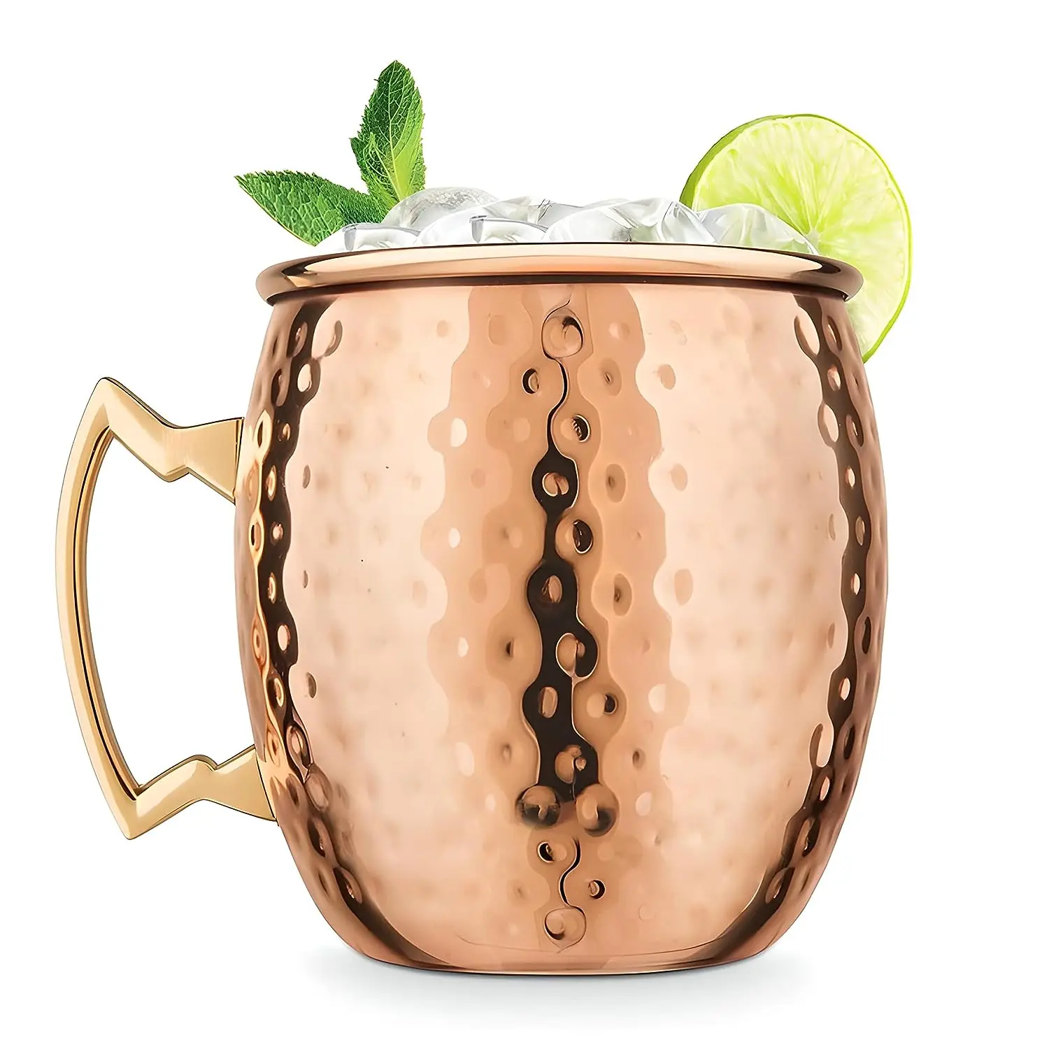 American Style Hammer-Point Brass Cup for Moscow Mule Stainless Steel Cocktail Wine Glass for Parties Barware Essential