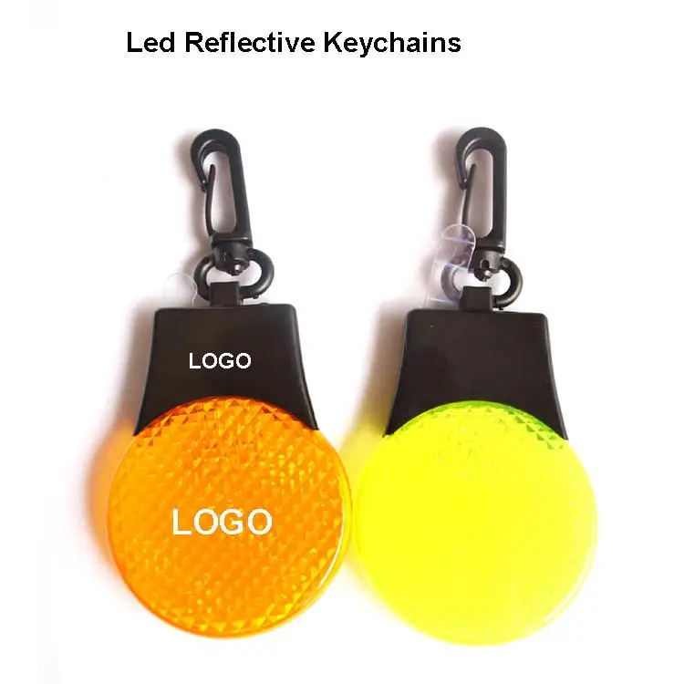 Night Warning Safety Reflective LED Flash Keychain Blinking Key Ring Glow Key Holder