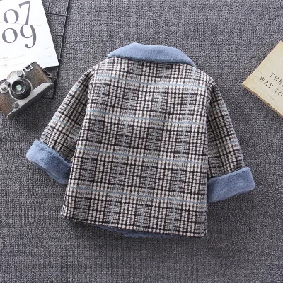 Детская одежда для мальчиков Новинка Зима 2019 Детский костюм с толстым меховым воротником детская бархатная повседневная куртка