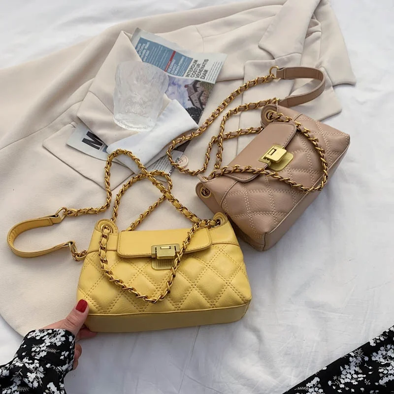 
Amazon trending products lovely Girl candy color shoulder women mini chain crossbody messenger bag 