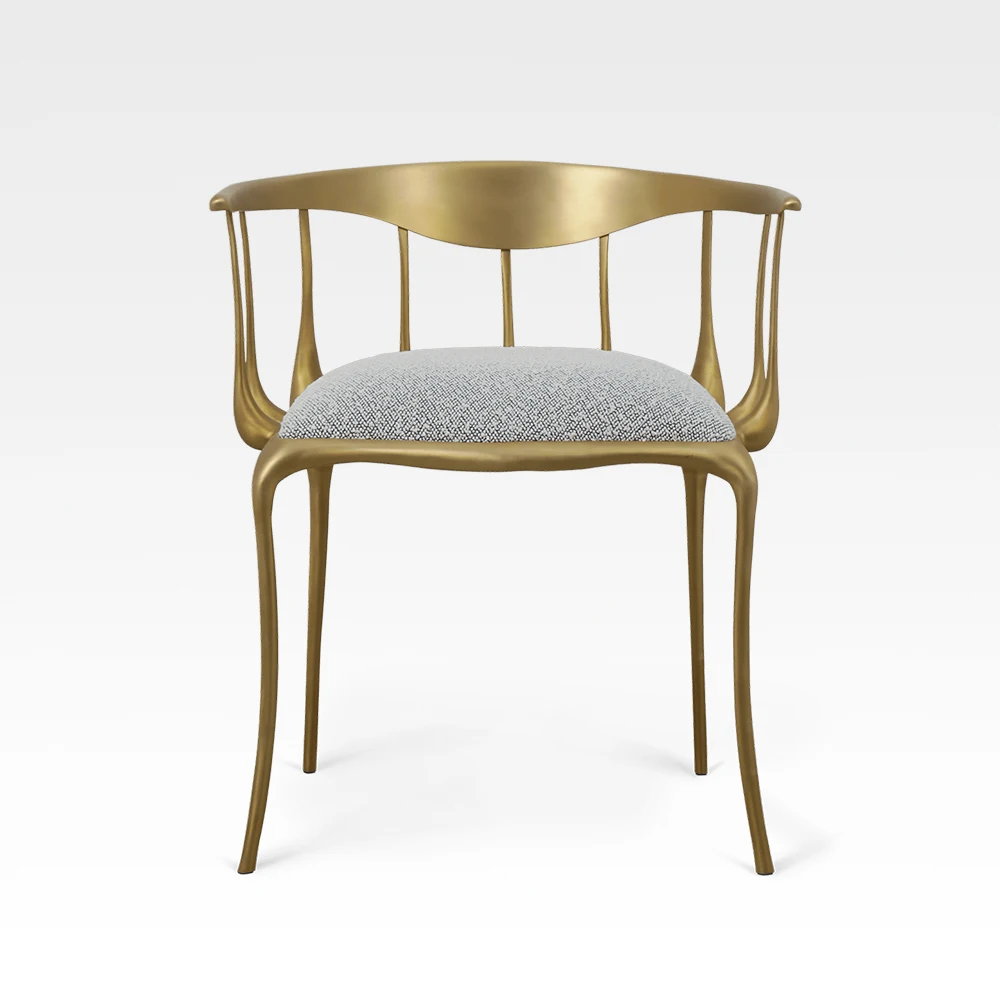luxury Modern Copper Art Design Velvet upholstered Velvet gold metal chair for sale Dining Room Brass Legs Office dining chair