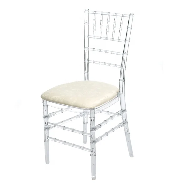 Polycarbonate event crystal chavari chiavari tifanny chair with cushion for wedding venue