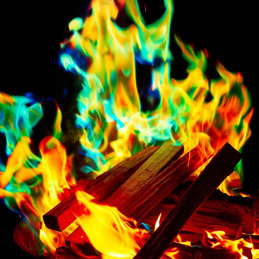 Outdoor products BBQ fire pit custom paper bag Mystical fire powder magic neon art fire for camping party fireplace bonfire