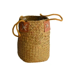 Factory Custom Natural Multi Flower Plants Pots Laundry Straw Woven Seagrass Belly Basket for home storage