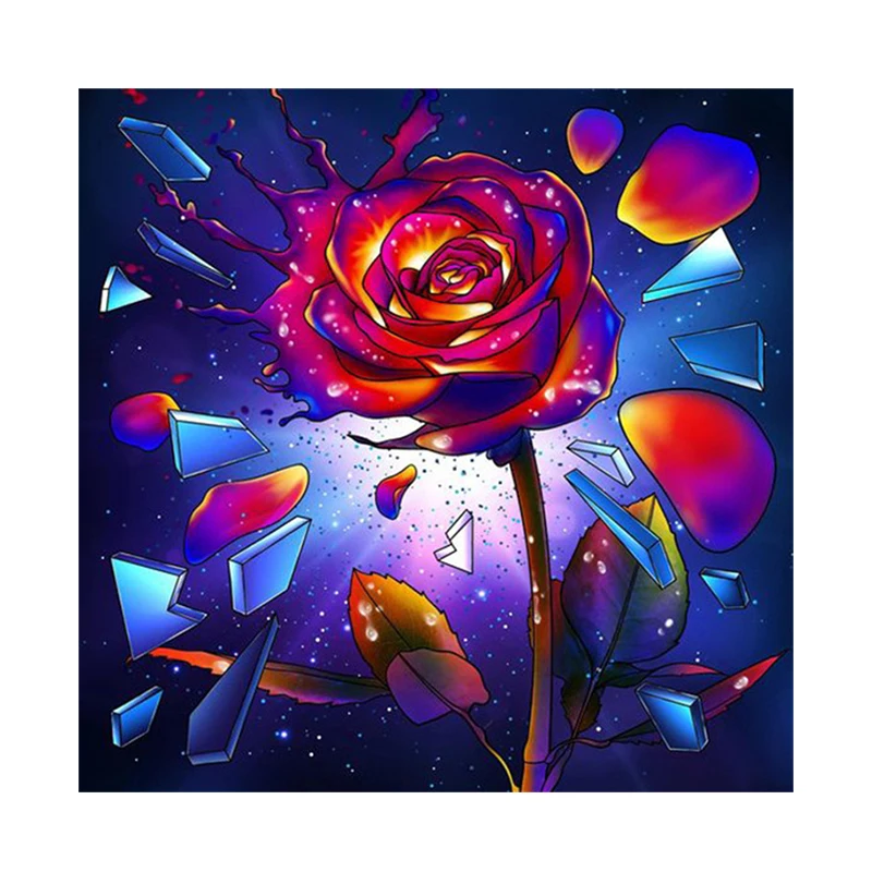 Custom Diy 5D Paintings and Wall Arts Diamond Cross Stitch Full Drills Rose Diamond Bead Art for Home Decor