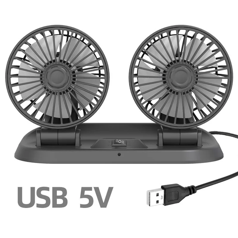 Double headed fans car fan for truck vehicle air cooling universal usb rotatable strong wind