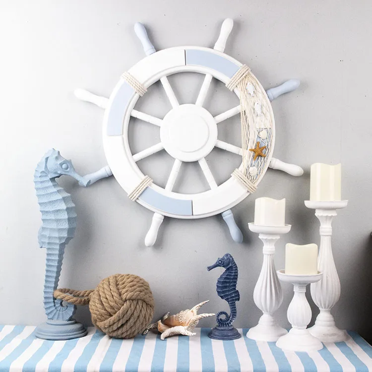 24.5-inch beach series Wall Decoration Wooden 2 color Nautical Ship Steering Wheel