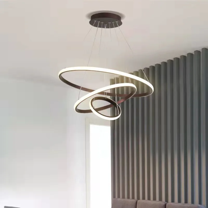 3 Color minimalist Pendant Light chandelier three circle LED hanging lamp for restaurant  bedroom living room bar exhibition
