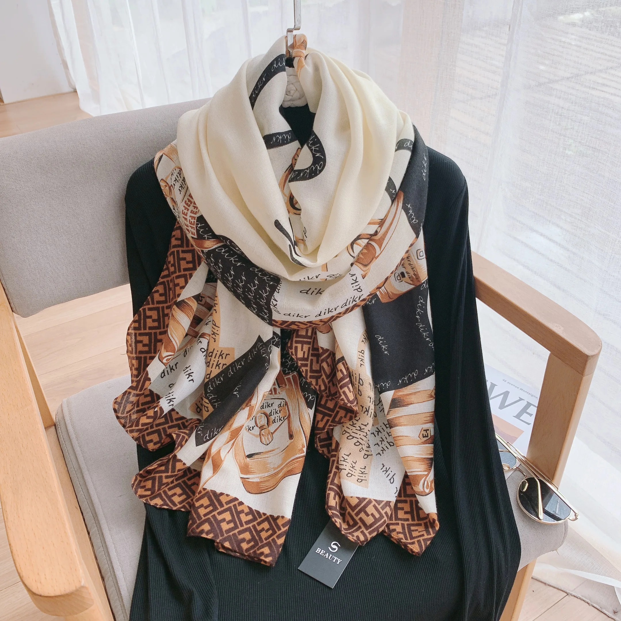 Fashion Stylish Design Long Soft Hemp Scarves Wholesale Printed Ladies Woman Scarf