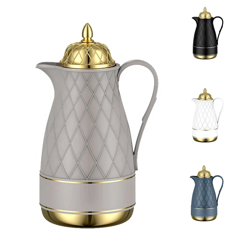 Вакуумная колба Sunlife, Арабская Золотая крышка, пластиковый корпус 1,0 л, термоемкость для кофе