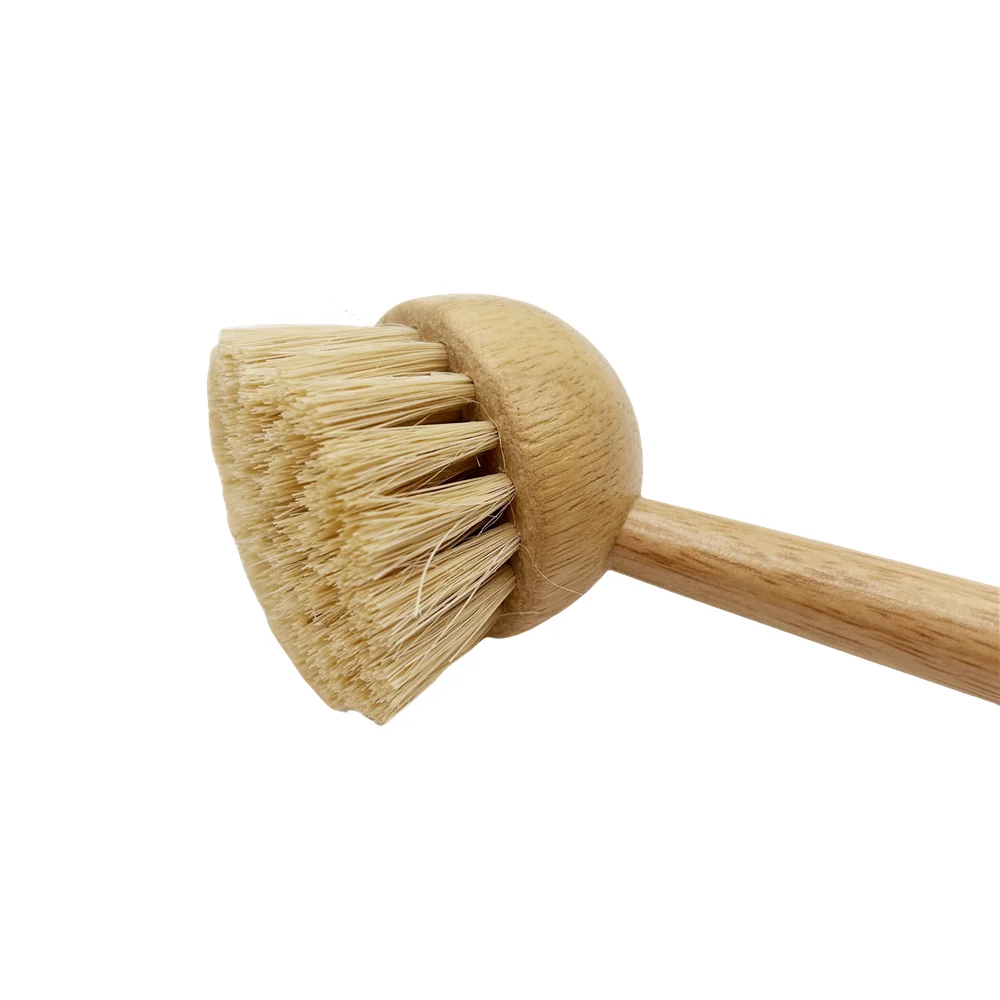 Kitchen Wooden Cleaning Dish Brush Bold Long Handle Dishwashing Brush Bamboo Sisal Pot Brush
