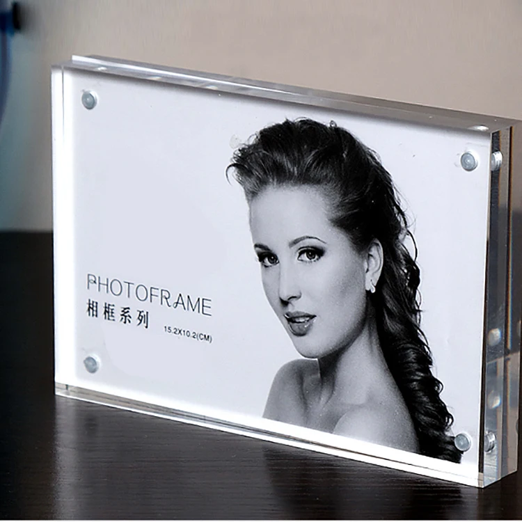 Customize Clear Acrylic Family Magnet Girls Boys Photos Acrylic Photo Frame Desktop Show
