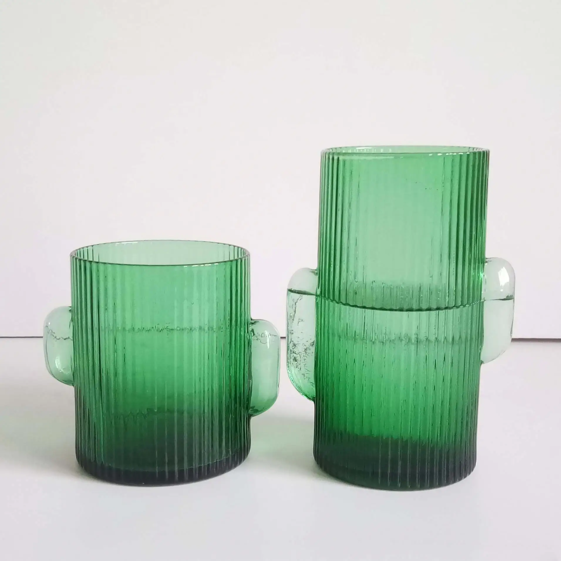 hand made lead free  green cactus glass wine decanter old fashion