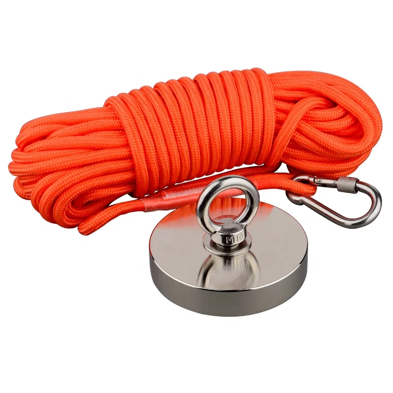 Strong  500KG  Fishing Magnet Salvage Magnets  M10 Eyebolt Treasure Hunt Magnetic Materials Permanent Lift Holder