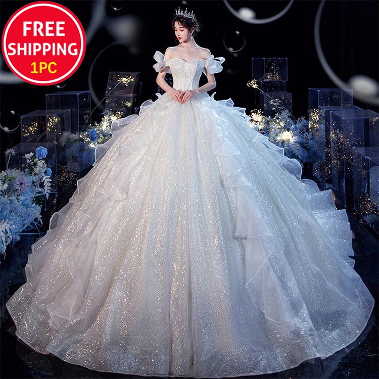 New Bride Stand Collar Long Sleeve Vestidos De Novia Large Tail Plus Size Muslim Lace Wedding Dresses For Women 2022