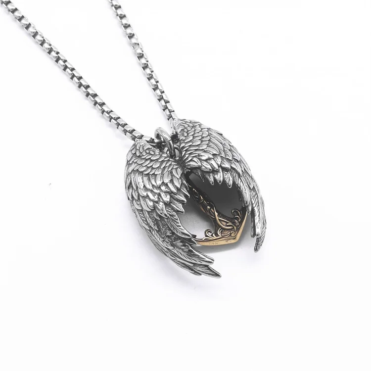 Wholesale tarnish free jewelry gold plated stainless steel wing anchor pendant necklaces