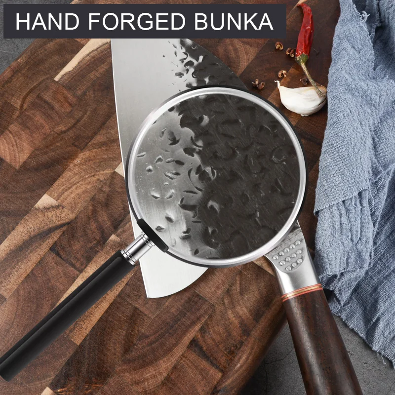 Professional 8.5 inch stainless steel butcher knife forged blade kitchen chef knife with ebony handle