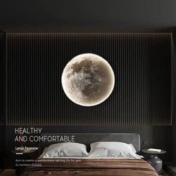Modern IP44 indoor hotel stair bedroom living room black circle LED moon decorative wall light