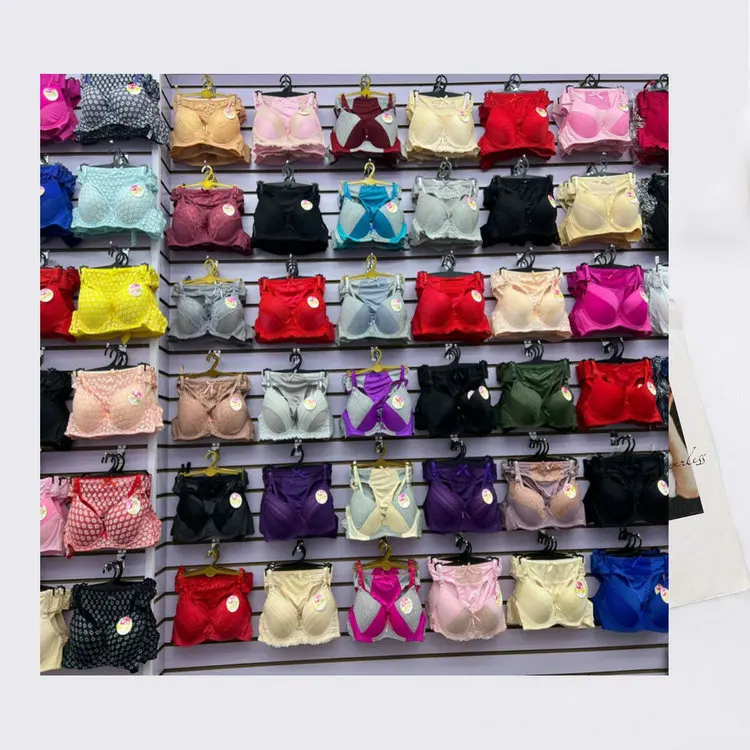 1.88 Dollar Model CGT009 Size 36-46BC Cup Embroidered Two Piece Underwire Plus Size Women Pant And Bra Set With Hanger