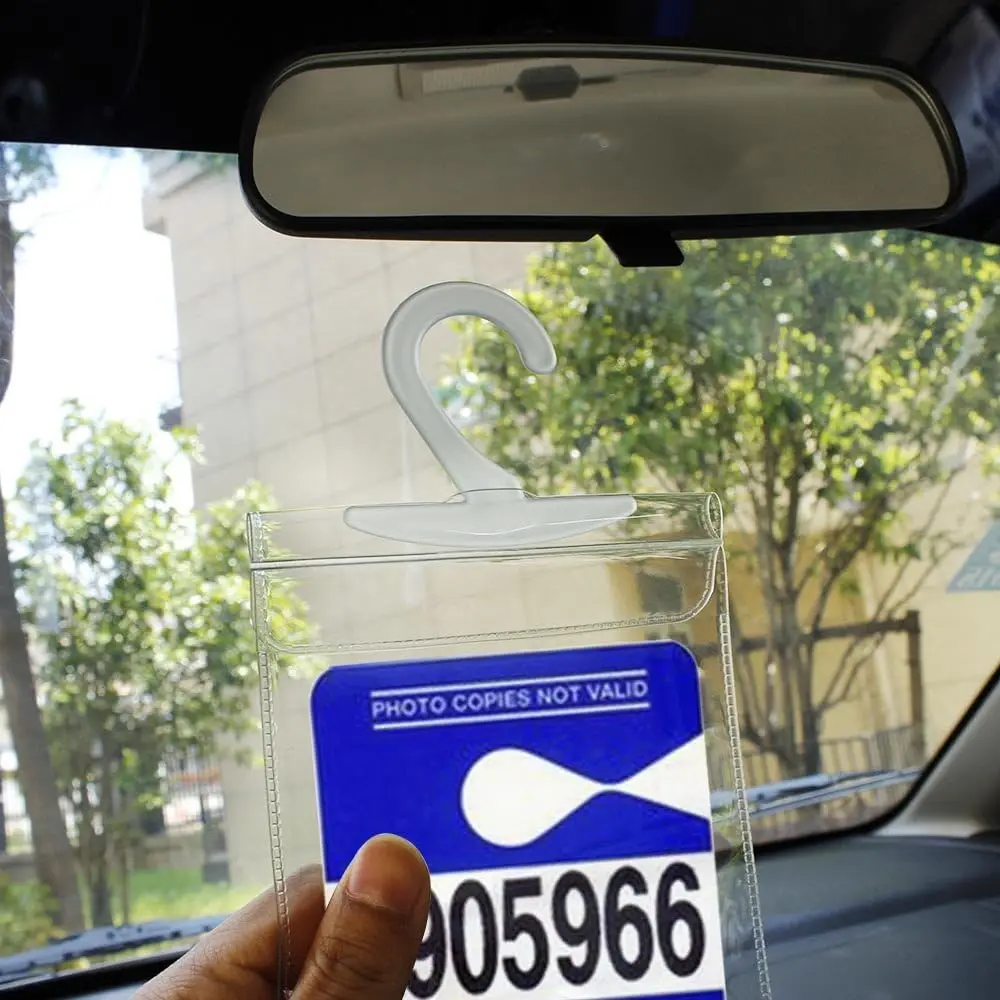 Handicap Placard Holder Ultra Transparent Disabled Parking Permit Placard Protective Holder Cover with Large Hanger