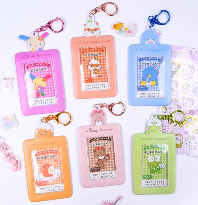 KPOP blanket bear flower bunny rum bear student bus card holder PVC cardholder ready to ship keychain pendant card holder