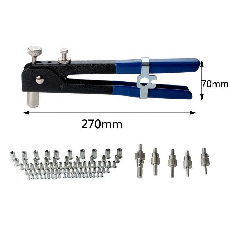 86pcs вытяжная заклепка пистолет Heavy Duty гайка Резьбовая вставка ручной клепальный набор M3-M8 заклепочные гайки гвоздя ружье бытовые инструменты