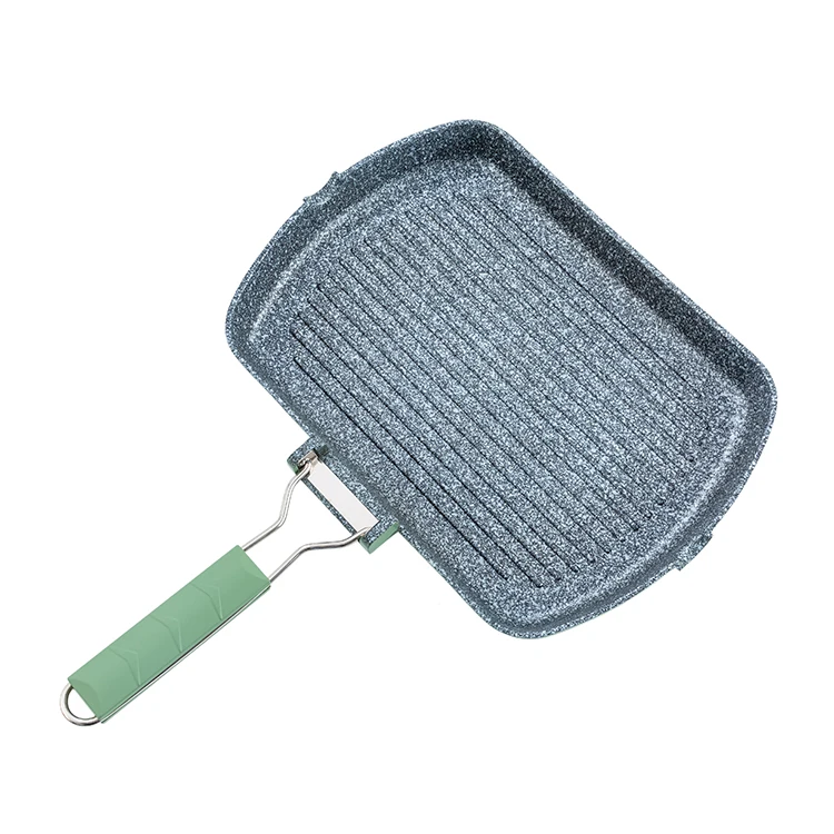 Low Price Outdoor Camping Non Stick Frying Pan Classic Cast Aluminium Foldable Square Pan